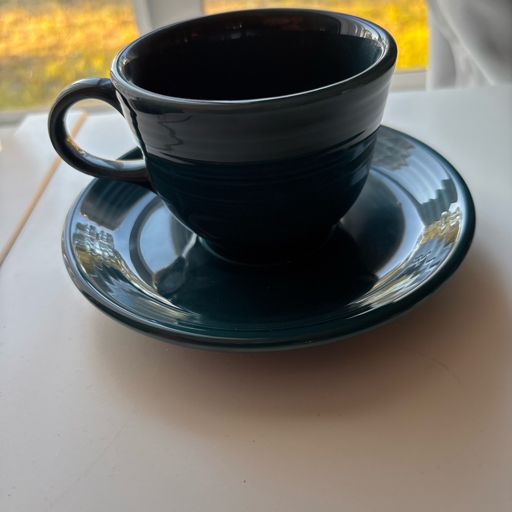 Stylish  Teal Mug and Saucer Set